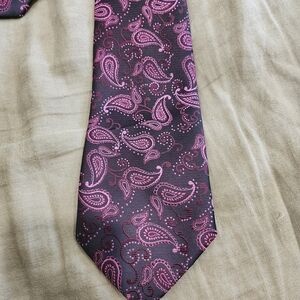 Giorgio Armani Pink and Black Paisley Tie